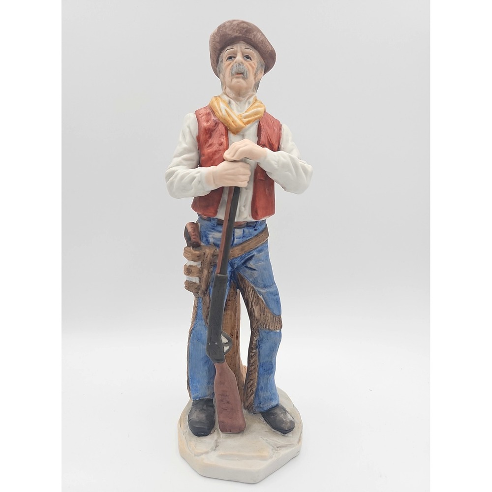 Vintage Western Cowboy Figurine Rifle Old West Ceramic 11"